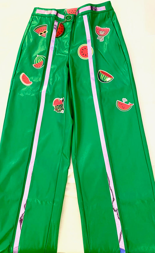 Lederimitat-Hose froschgrün, S,